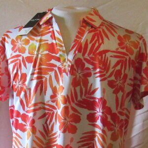 NWT Yatta Women's Aloha Sunrise Golf Shirt Size XXL V-Neck Poly/Spandex Blend